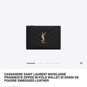 YSL CASSANDRE MATELASSÉ BI-FOLD WALLET IN GRAIN DE POUDRE EMBOSSED LEATHER